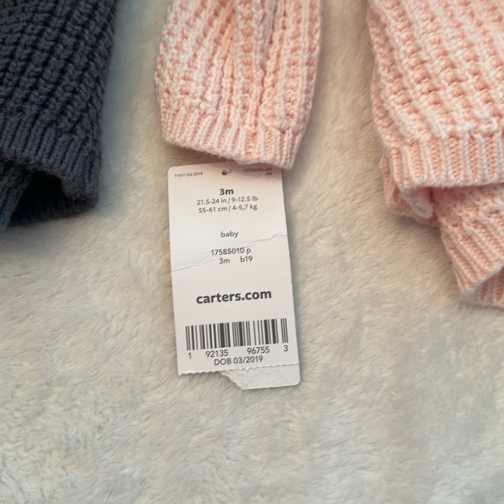 Carters knit jacket 3mo, pink and grey - Picture 5 of 5